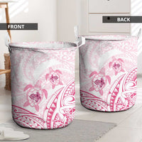 Pink White Polynesia Floral Sea Turtle Laundry Basket - Polynesian Pride