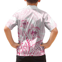 Pink White Polynesia Floral Sea Turtle Family Matching Summer Maxi Dress and Hawaiian Shirt - Polynesian Pride