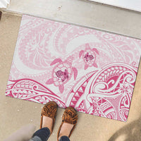 Pink White Polynesia Floral Sea Turtle Rubber Doormat - Polynesian Pride