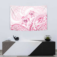 Pink White Polynesia Floral Sea Turtle Tapestry - Polynesian Pride