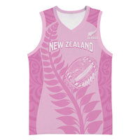 Custom New Zealand Silver Fern Rugby 2025 Basketball Jersey All Black Aotearoa Maori Pink - Polynesian Pride