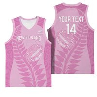 Custom New Zealand Silver Fern Rugby 2025 Basketball Jersey All Black Aotearoa Maori Pink - Polynesian Pride