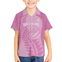 Custom New Zealand Silver Fern Rugby 2025 Family Matching Long Sleeve Bodycon Dress and Hawaiian Shirt All Black Aotearoa Maori Pink