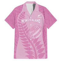 Custom New Zealand Silver Fern Rugby 2025 Family Matching Summer Maxi Dress and Hawaiian Shirt All Black Aotearoa Maori Pink