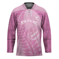 Custom New Zealand Silver Fern Rugby 2025 Hockey Jersey All Black Aotearoa Maori Pink - Polynesian Pride