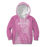 Custom New Zealand Silver Fern Rugby 2025 Kid Hoodie All Black Aotearoa Maori Pink