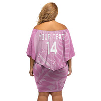 Custom New Zealand Silver Fern Rugby 2025 Off Shoulder Short Dress All Black Aotearoa Maori Pink