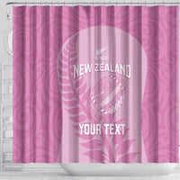 Custom New Zealand Silver Fern Rugby 2025 Shower Curtain All Black Aotearoa Maori Pink