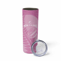 Custom New Zealand Silver Fern Rugby 2025 Skinny Tumbler All Black Aotearoa Maori Pink
