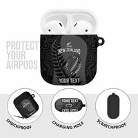 Custom New Zealand Silver Fern Rugby 2025 AirPods Case Go Champions Aotearoa Maori Black LT14 - Polynesian Pride