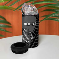 Custom New Zealand Silver Fern Rugby 2025 4 in 1 Can Cooler Tumbler Go Champions Aotearoa Maori Black