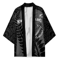Custom New Zealand Silver Fern Rugby 2025 Kimono Go Champions Aotearoa Maori Black - Polynesian Pride