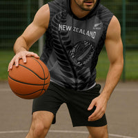 Custom New Zealand Silver Fern Rugby 2025 Sleeveless Hoodie Go Champions Aotearoa Maori Black - Polynesian Pride