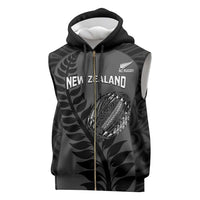 Custom New Zealand Silver Fern Rugby 2025 Sleeveless Zip Hoodie Go Champions Aotearoa Maori Black - Polynesian Pride