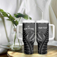 Custom New Zealand Silver Fern Rugby 2025 Tumbler With Handle Go Champions Aotearoa Maori Black