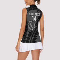 Custom New Zealand Silver Fern Rugby 2025 Women Sleeveless Polo Shirt Go Champions Aotearoa Maori Black