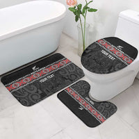 Custom New Zealand Silver Fern Rugby Bathroom Set All Black Maori Taniko Pattern - Polynesian Pride