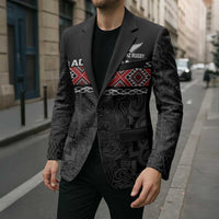 Custom New Zealand Silver Fern Rugby Blazer All Black Maori Taniko Pattern - Polynesian Pride