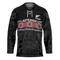 Custom New Zealand Silver Fern Rugby Hockey Jersey All Black Maori Taniko Pattern - Polynesian Pride