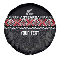 Custom New Zealand Silver Fern Rugby Spare Tire Cover All Black Maori Taniko Pattern