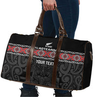 Custom New Zealand Silver Fern Rugby Travel Bag All Black Maori Taniko Pattern - Polynesian Pride