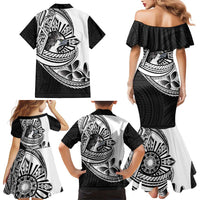 Philippines Eagle Sun Family Matching Mermaid Dress and Hawaiian Shirt Filipino Agila Polynesian Tattoo Black Color LT14 - Polynesian Pride