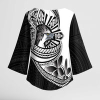 Philippines Eagle Sun Kimono Sleeve Blouse Filipino Agila Polynesian Tattoo Black Color