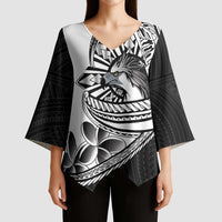 Philippines Eagle Sun Kimono Sleeve Blouse Filipino Agila Polynesian Tattoo Black Color
