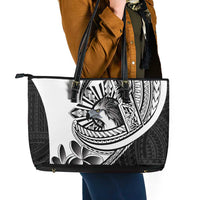 Philippines Eagle Sun Leather Tote Bag Filipino Agila Polynesian Tattoo Black Color