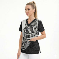 Philippines Eagle Sun Scrub Top Filipino Agila Polynesian Tattoo Black Color