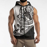 Philippines Eagle Sun Sleeveless Zip Hoodie Filipino Agila Polynesian Tattoo Black Color