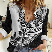 Philippines Eagle Sun Women Casual Shirt Filipino Agila Polynesian Tattoo Black Color