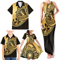 Philippines Eagle Sun Family Matching Tank Maxi Dress and Hawaiian Shirt Filipino Agila Polynesian Tattoo Gold Color LT14 - Polynesian Pride