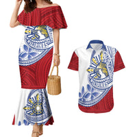 Philippines Eagle Sun Couples Matching Mermaid Dress and Hawaiian Shirt Filipino Agila Polynesian Tattoo Flag Color LT14 Red - Polynesian Pride