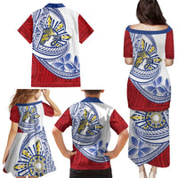 Philippines Eagle Sun Family Matching Puletasi and Hawaiian Shirt Filipino Agila Polynesian Tattoo Flag Color LT14 - Polynesian Pride