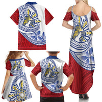 Philippines Eagle Sun Family Matching Summer Maxi Dress and Hawaiian Shirt Filipino Agila Polynesian Tattoo Flag Color LT14 - Polynesian Pride