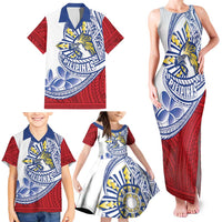 Philippines Eagle Sun Family Matching Tank Maxi Dress and Hawaiian Shirt Filipino Agila Polynesian Tattoo Flag Color LT14 - Polynesian Pride