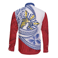 Philippines Eagle Sun Long Sleeve Button Shirt Filipino Agila Polynesian Tattoo Flag Color