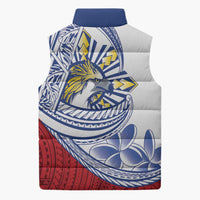Philippines Eagle Sun Sleeveless Puffer Jacket Filipino Agila Polynesian Tattoo Flag Color