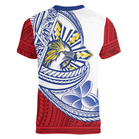 Philippines Eagle Sun Women V-Neck T-Shirt Filipino Agila Polynesian Tattoo Flag Color