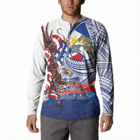 Filipino American History Month Button Sweatshirt Philippines Agila USA Eagle Mix Flag