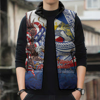 Filipino American History Month Sleeveless Puffer Jacket Philippines Agila USA Eagle Mix Flag