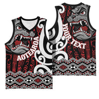 Personalised Aotearoa Bulldog Basketball Jersey New Zealand Maori Taniko Art - Polynesian Pride