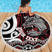 Personalised Aotearoa Bulldog Beach Blanket New Zealand Maori Taniko Art