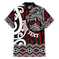 Personalised Aotearoa Bulldog Family Matching Short Sleeve Bodycon Dress and Hawaiian Shirt New Zealand Maori Taniko Art LT14 - Polynesian Pride