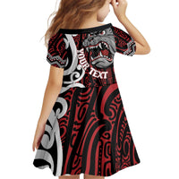 Personalised Aotearoa Bulldog Kid Short Sleeve Dress New Zealand Maori Taniko Art