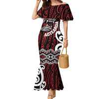 Personalised Aotearoa Bulldog Mermaid Dress New Zealand Maori Taniko Art LT14 Women Red - Polynesian Pride