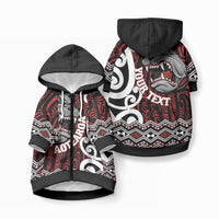 Personalised Aotearoa Bulldog Pet Hoodie New Zealand Maori Taniko Art
