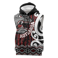 Personalised Aotearoa Bulldog Sleeveless Zip Hoodie New Zealand Maori Taniko Art LT14 Red - Polynesian Pride