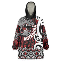 Personalised Aotearoa Bulldog Wearable Blanket Hoodie New Zealand Maori Taniko Art